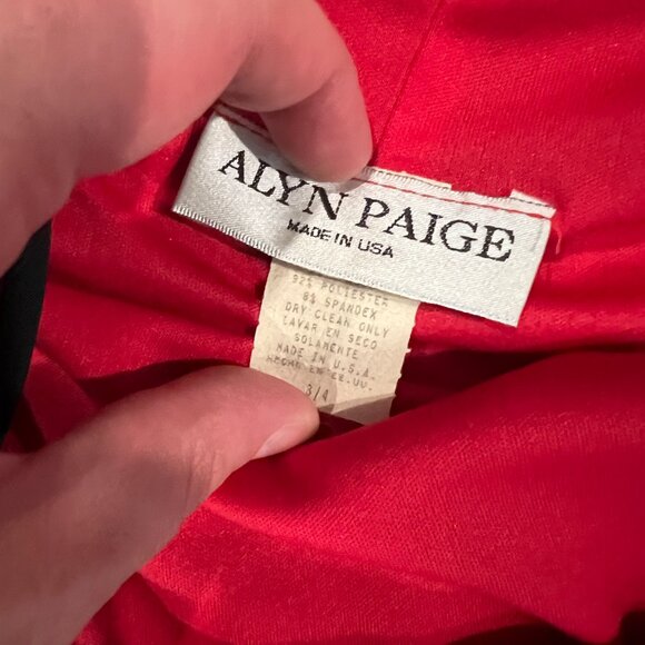 Vintage 90s Alyn Paige Dress Black Red Butterflies Bodycon Maxi Gown Size 3/4 - Picture 5 of 6